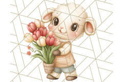 Cute Animals with Tulips PNG, Spring Flower Clipart Download Product Image 3