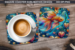 Fish Coaster Sublimation, Valentine Coaster PNG Design Product Image 1