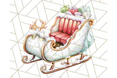 Santa Sleigh Ride Clipart PNG, Flying Reindeer Christmas Art Product Image 3
