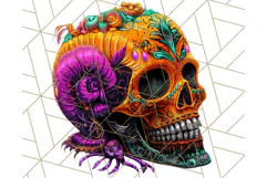 Bright Sugar Skull PNG Clipart, Halloween Colorful Skull Png Product Image 3