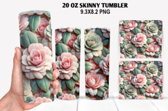 3D Flower Skinny Tumbler 20oz Wrap Design,Flowers Tumble PNG Product Image 1
