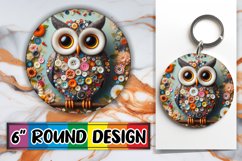 Lively Owl : Vibrant 3D Sublimation Print Round, Keychain Product Image 1