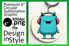 Chic Round Design Keychain PNG , Monster Product Image 1