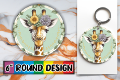Unique Round Keychain Sublimation, Giraffe Product Image 1
