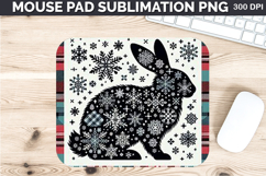 Watercolor Bunny Mouse Pad Sublimation - Christmas PNG Product Image 1