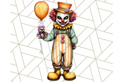Creepy Clown Halloween PNG Clipart, Spooky Circus Art Product Image 3