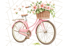 Bicycle with Flowers PNG, Pastel Spring Floral Bike Clipart Product Image 3