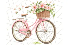 Bicycle with Flowers PNG, Pastel Spring Floral Bike Clipart Product Image 3