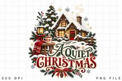 A Quiet Christmas PNG, Cozy Snowy Cottage Holiday Design Product Image 3