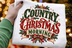 Country Christmas Morning Rustic Typography PNG - Vintage Product Image 3