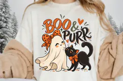 Boo and Purr Halloween PNG, Cute Ghost and Black Cat Pumpkin Product Image 2