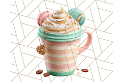 Pastel Coffee Mug Clipart PNG, Latte Iced Coffee Tea Cups Product Image 3