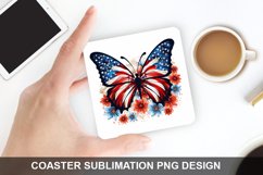4Th Of July Butterfly- Coaster Sublimation Design Product Image 1