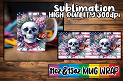 Cheerful sunsets sublimation mug wrap, Skull USA Product Image 1
