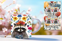 Fun Raccoon with Flower Mug Wrap Sublimation Product Image 1