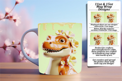 Sophisticated 15oz Mug Wrap Png Design , Cute Dino Product Image 1