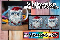 Winter Owl Mug Wrap Christmas Embroidered 11oz 15oz Product Image 1