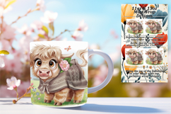 Creative 15oz Png Mug Wrap Template , Cute Cow Product Image 1