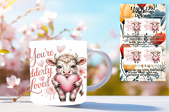 STUNNING 15oz PNG Mug Wrap Design , Cute Cow Product Image 1