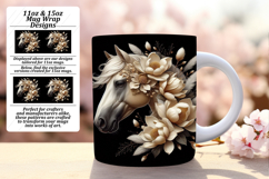 Elegant 15oz Mug Wrap Png Design , Horse Product Image 1