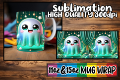 Blissful evenings 11oz 15oz sublimation wrap, 3D Cute Ghost Product Image 1