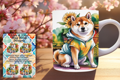 Stylish 15oz Mug Wrap Png Design , Cute Dog Product Image 1