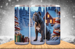 Winter Dog Christmas Snowflake PNG, Icy Tree 20oz Tumbler wr Product Image 1