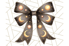 Muted Halloween Bow Clipart, Fall Ribbon PNG Autumn Hair Bow Product Image 3