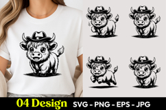 Cowboy Bull Cartoon SVG PNG Product Image 1