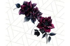 Gothic Floral PNG, Dark Aesthetic Flowers Clipart Print Product Image 3
