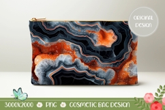 Abstract Cosmetic Bag Template, Black Marble Cosmetic Bag Product Image 1