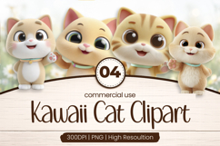 Sweet Kawaii Cat Family Clipart Sublimation PNG Product Image 1