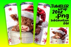 Christmas Cow Watercolor Wrap - 20oz Sublimation Tumbler Product Image 1