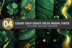 Luxury Gold Clover Green Digital Paper Product Image 1