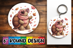Blissful Round Keychains PNG, Turtle Product Image 1