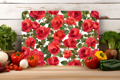 Watercolor Red Rose Flower Cutting Board | Cutting Board png Product Image 4