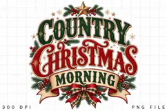 Country Christmas Morning Rustic Typography PNG - Vintage Product Image 2