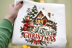 A Quiet Christmas PNG, Cozy Snowy Cottage Holiday Design Product Image 1