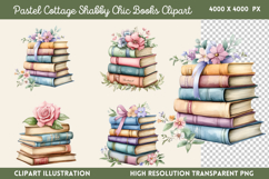 Pastel Cottage Shabby Chic Books Clipart PNG Product Image 1