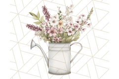 Watering Can Flowers PNG, Rustic Floral Watercolor Clipart Product Image 4