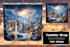 Winter Village Charm Tumbler Wrap PNG 20oz Product Image 1