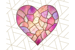 Stained Glass Heart PNG Clipart in Pastel and Bright Colors Product Image 3