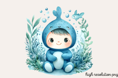 Pastel Cute Mermaid Watercolor Clipart Bundle PNG Product Image 11