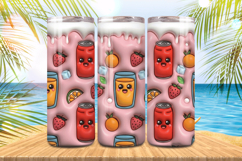 3D Puff cans &amp; Fruits Summer Tumbler Wrap PNG Sublimation Product Image 1