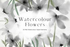 White and Grey Watercolour Flowers Clipart Product Image 1