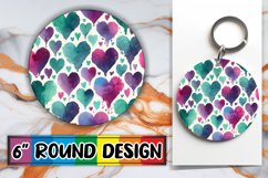 Whimsical Round Keychain Sublimation PNG, Heart Product Image 1