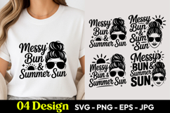 Messy Bun Summer Sun SVG PNG Product Image 1