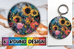 Chic Floral Keychain Sublimation Design Product Image 1