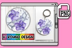 Oceanic Tranquility: Round Floral Water Design Keychain PNG Product Image 1