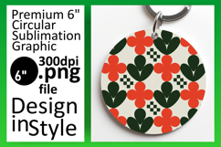 Whimsical Round Design Keychain PNG , Flower Pattern Product Image 1